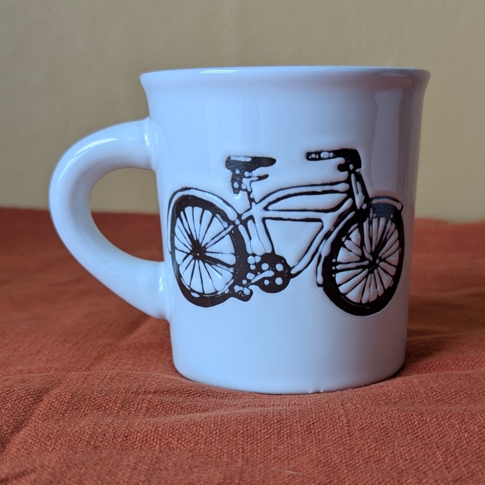 Coffee Cup Ivory with Black Cruiser Bike